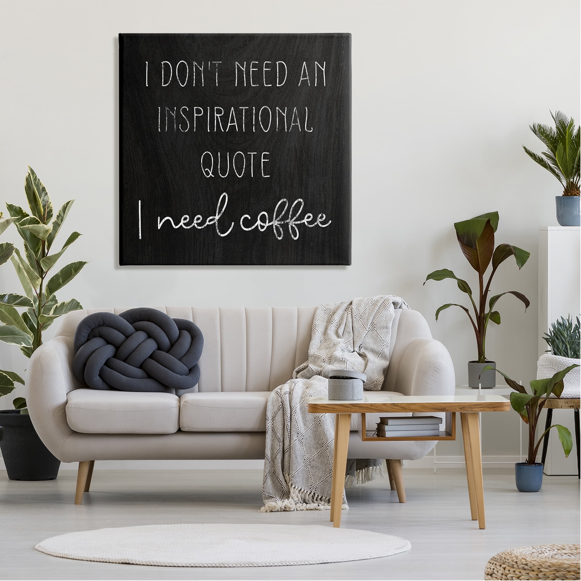 Stupell Industries Need Coffee Humorous Weathered Calligraphy Script Graphic Art Gallery Wrapped Canvas Print Wall Art, Design by Daphne Polselli