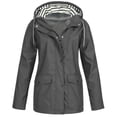thumbnail image 1 of Chaquetas Naughtyhood para mujer, chaqueta impermeable lisa para exteriores, talla grande, con capucha, cortavientos, gris XL, 1 of 4