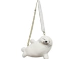 thumbnail image 5 of Bolso de peluche con diseño de foca, ligero y con dibujos animados, ideal para viajes, citas y fiestas. Blanco, 5 of 5