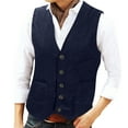 thumbnail image 3 of BiZtdJrK Casual Suit Vest Men Corduroy V Neck Button Down Vintage Waistcoat Western Cowboy Sleeveless Slim Fit Jackets with Pockets Navy XL, 3 of 7