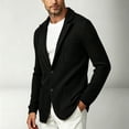 thumbnail image 4 of LYSMORA Men's Waffle Knit Blazer Notched Lapel Button Front Long Sleeve Knit Sport Coat for Office and Social Gatherings, 4 of 5
