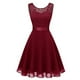 thumbnail image 1 of Sonducket Vestido de mujer Color sólido Encaje Empalme Fiesta Citas Retro Swing Vestidos Mezcla de algodón Moda Ropa casual M Blanco Vestidos L Rot, 1 of 6