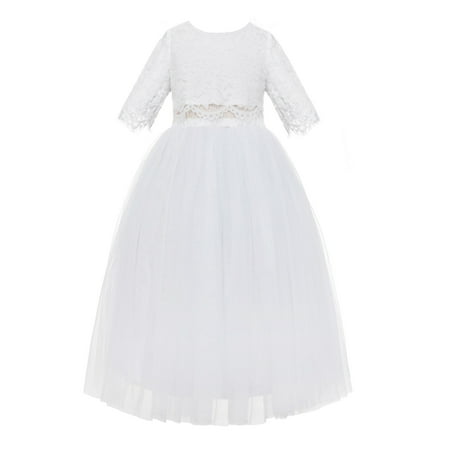 

Ekidsbridal Eyelash Lace A-Line Tulle Junior Flower Girl Dress Graduation Ceremonial Gown Social Events Birthday Party LG5 3