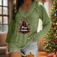 thumbnail image 6 of EchfiProm Funny Tops for Women Long Sleeve Loose Plus Size Christmas V Neck Green Reindeer Females Tee Shirts, 6 of 6