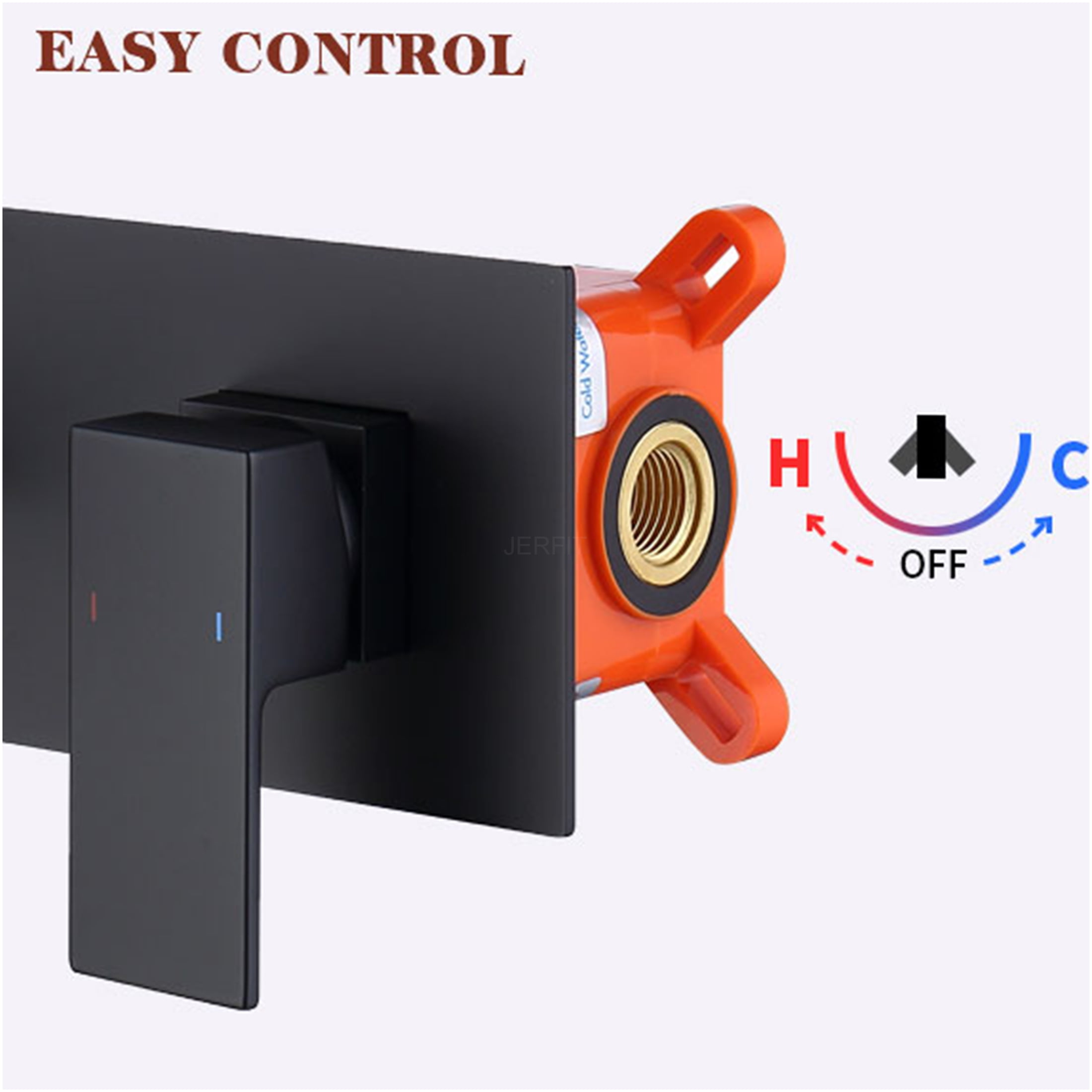 JERFIT Matte Black Wall Mount Bathroom Faucet with Valve, Single Handle Brass Vessel Sink Faucet for Bathtub or Wash Basin