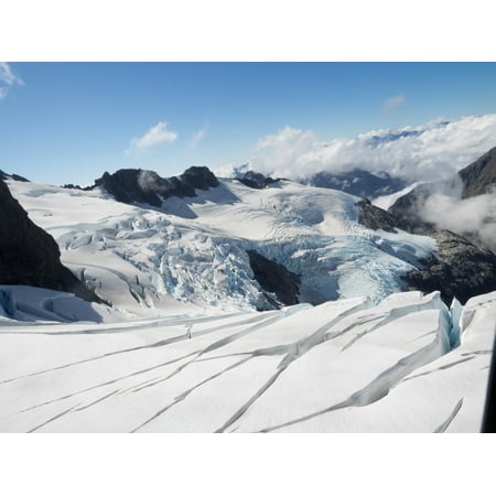 Ice formations on glacier Mount Aspiring National Park West Coast South Island New Zealand Canvas Art - Panoramic Images (18 x