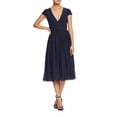 thumbnail image 1 of Dress the Population womens Corey Cap Sleeve Plunge Neck Fit and Flare Knee Length Dress, Midnight, Medium US, 1 of 4