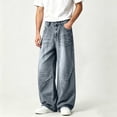 thumbnail image 2 of CHEEREAM Baggy Jeans For Mens Wide Straight Leg Button Waist Casual Denim Pants with Pocket Trendy Streetwear Fashion Daily Wear Loose Fit, 2 of 6
