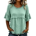 thumbnail image 3 of IMENGL Tops for Women Short Sleeve Casual Lady's Fringed Hairdo Round Neck Blouse Stylish Blouse Pants Loose Basic Women's Short Sleeve T Shirts,M-XXL, 3 of 5