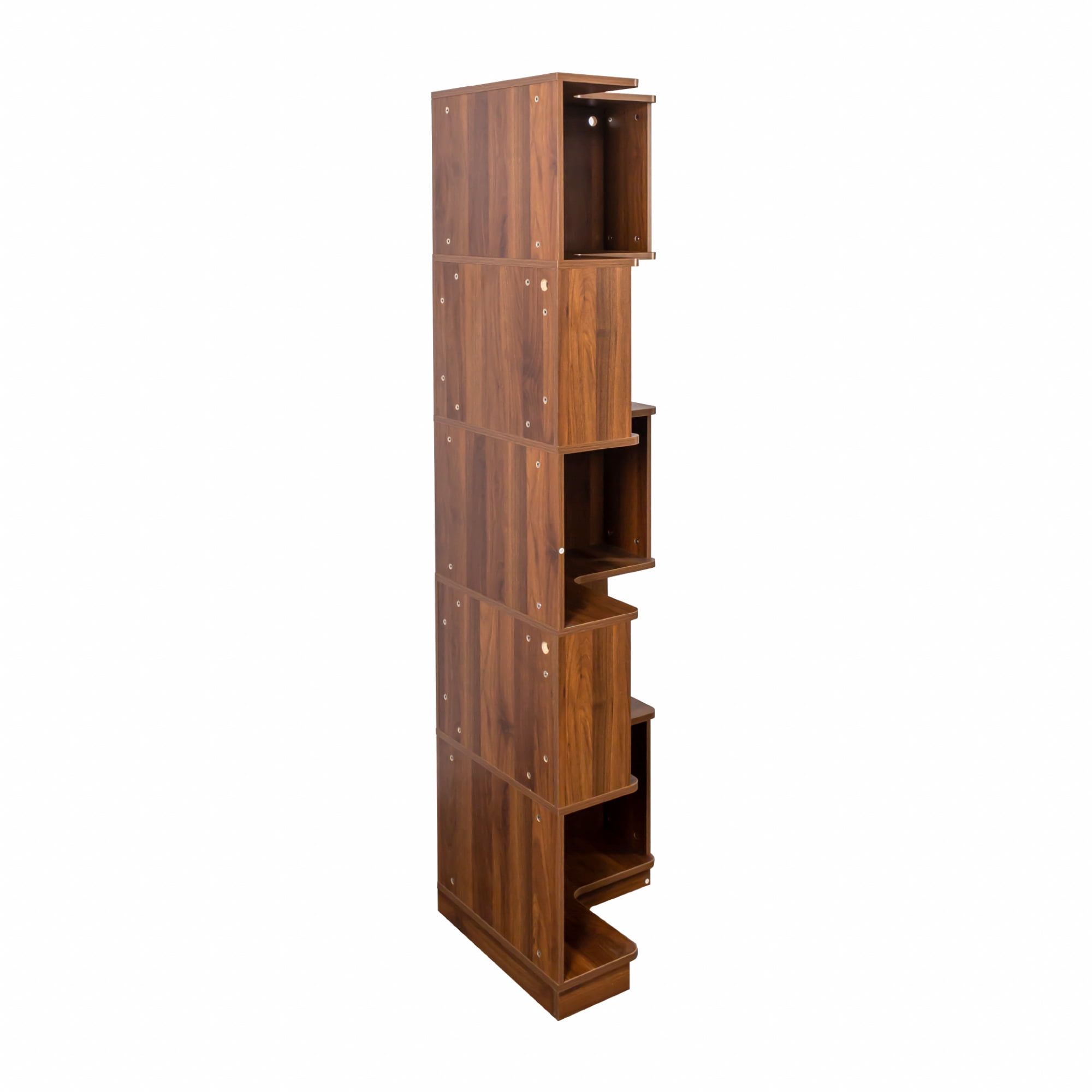 Euroco Corner Book Shelf - 5 Tier Corner Bookshelf Bookcase with Baffle, Freestanding L Shaped Display Shelf Stand for Home Office, Living Room, Bedroom, Kitchen