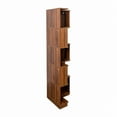 thumbnail image 4 of 5 Tier Corner Bookshelf, L-Shaped Freestanding Display Shelf with Baffles, Space Saving Storage Bookcase for Living Room, Bedroom, Office, Kitchen, Walnut, 4 of 11