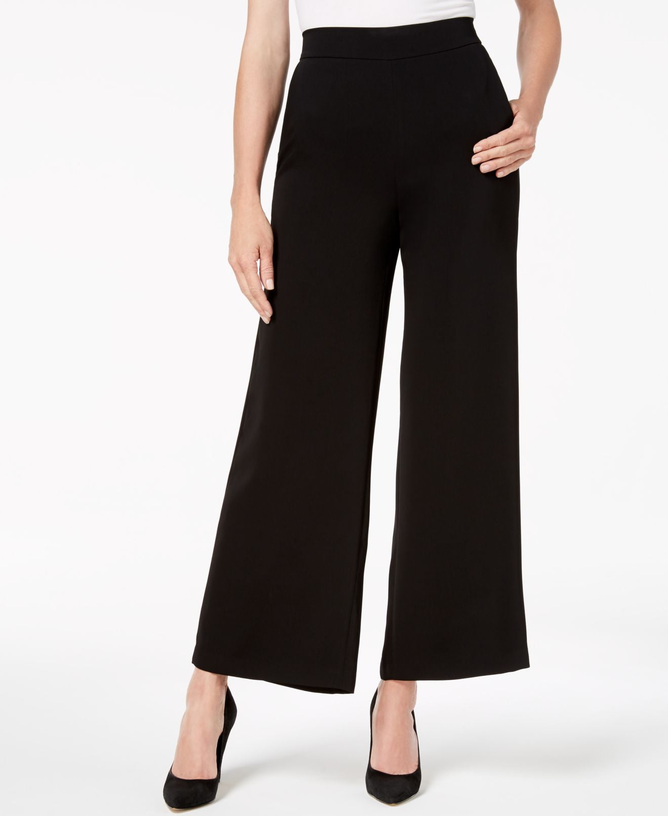 Nine West - Womens Pants Black Wide Leg Pull On Two Pocket Stretch $79 ...