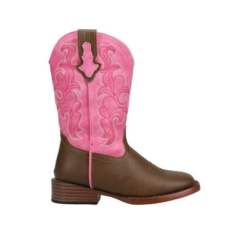 

Roper Kids Girls Blaze Pink Shaft Square Toe Boots Mid Calf