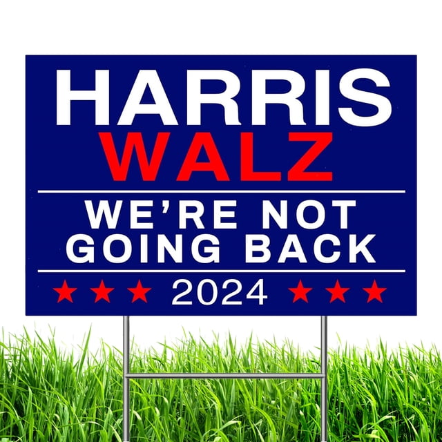 Kamala Harris Tim Waltz 2024 Letrero para Césped President VP Banner Sign Lawn Con Estaca Metal 18 X 12/24 Pulgadas