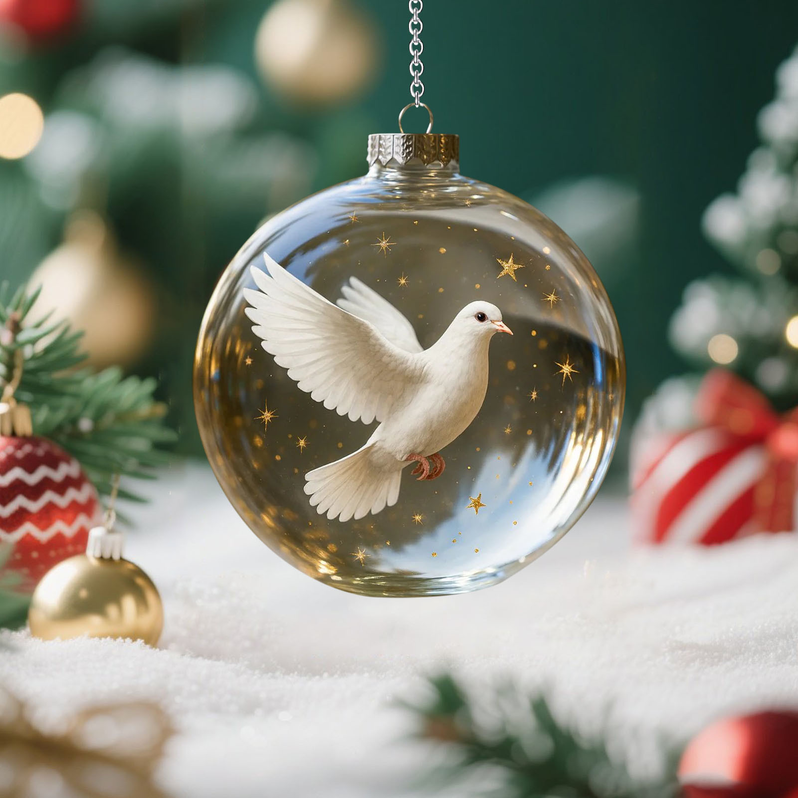Décorations Noël Oiseaux Cardinaux En Acrylique - Boules/ornements Sapin Cristal Effet Vitrail, Cadeau Festif