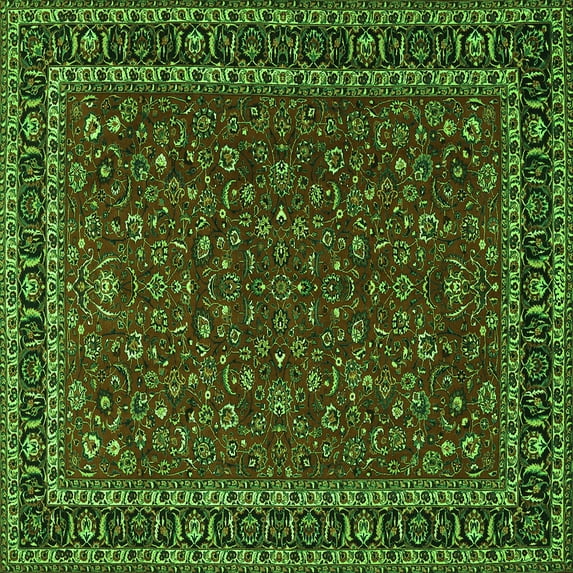 Ahgly Company Indoor Square Persian Green Traditional Area Rugs, 5' Square