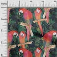 thumbnail image 2 of oneOone Viscose Jersey Red Fabric Parrot,Monstera Leaves & Floral Dress Material Fabric Print Fabric By The Yard 60 Inch Wide, 2 of 5