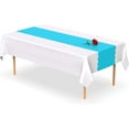 thumbnail image 2 of Turquoise Scallop Disposable Table Runner. 5 Pack 14 x 108 inch. Plastic Table Runner Adds A Pop of Color To Your Party Table, by Swanoo, 2 of 5