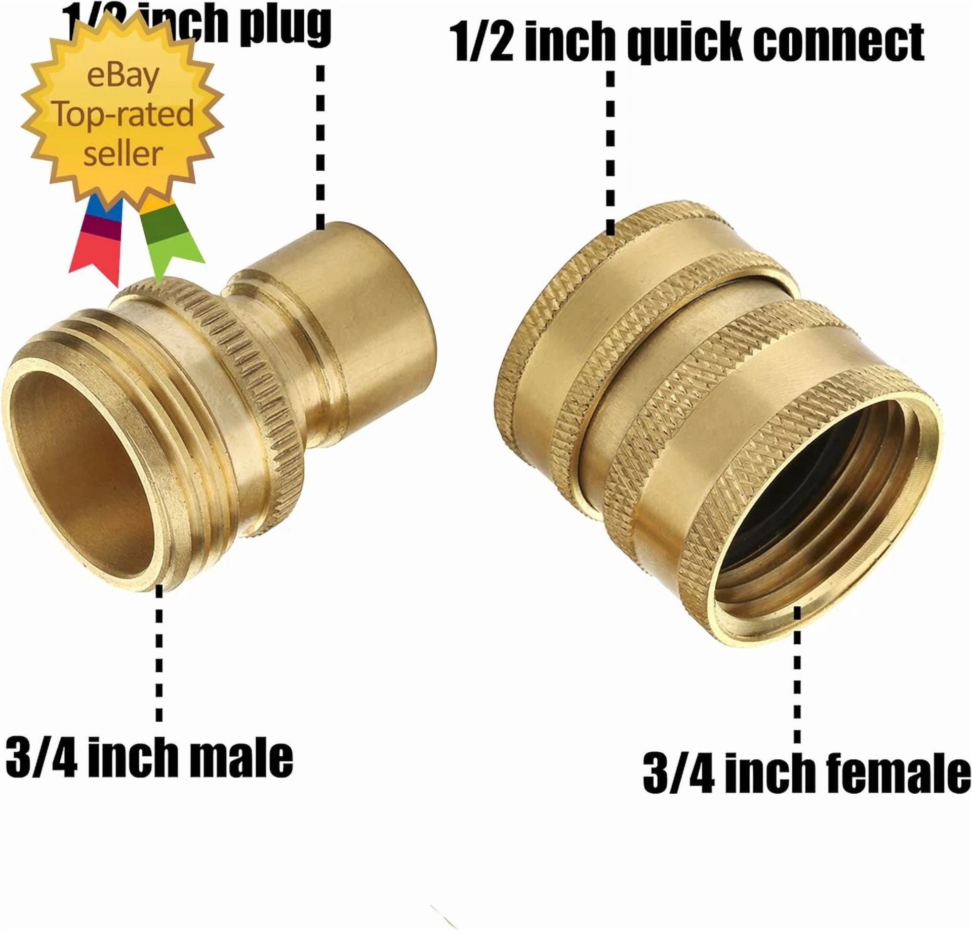 Garden Hose Quick Connect Fittings, 3/4 Inch Ght Solid Brass Quick Connector Set