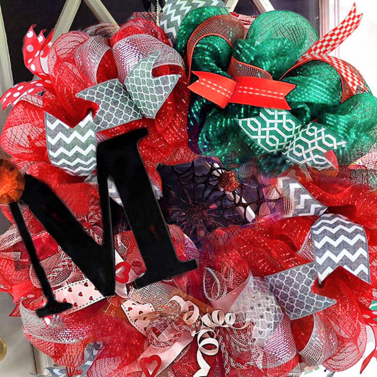 4 Rolls Poly Mesh Ribbon Burlap Poly with Metallic Foil Mesh Rolls for DIY Festivals Wreaths Party Decoration Wrapping Craft (Christmas Red/Christmas Green/10 Inches x 10 Yards)