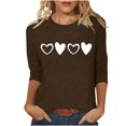 thumbnail image 1 of Plebaso Chemises à Manches 3/4 pour Femmes, Hauts Amples avec Cœur Mignon, Blouses Décontractées à Col Rond Imprimées, 1 of 4
