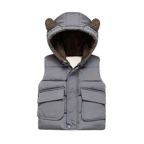 GYRATEDREAM Kids Baby Boys Girls Warm Thick Puffer Vest Cotton Jacket Toddlers Hooded Lined Waistcoat Jacket Coats Winter Outerwear 1-6 Year