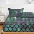 thumbnail image 6 of Cal.King Size Fitted Sheet Set - Coastal Teal Green 3 Piece Bedding Sets 16" Deep Pocket Fitted Sheet with 2 Pillowcases, Modern Ocean Mermaid Scales Brushed Microfiber Hotel Luxury Bed Sheets, 6 of 9