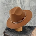 thumbnail image 3 of Skymirror Performance Hat Thick Chain Decor Dome Solid Color Jazz Hat Wide Brim Retro Photo Prop Fedora Winter Autumn Panama Cap, 3 of 8