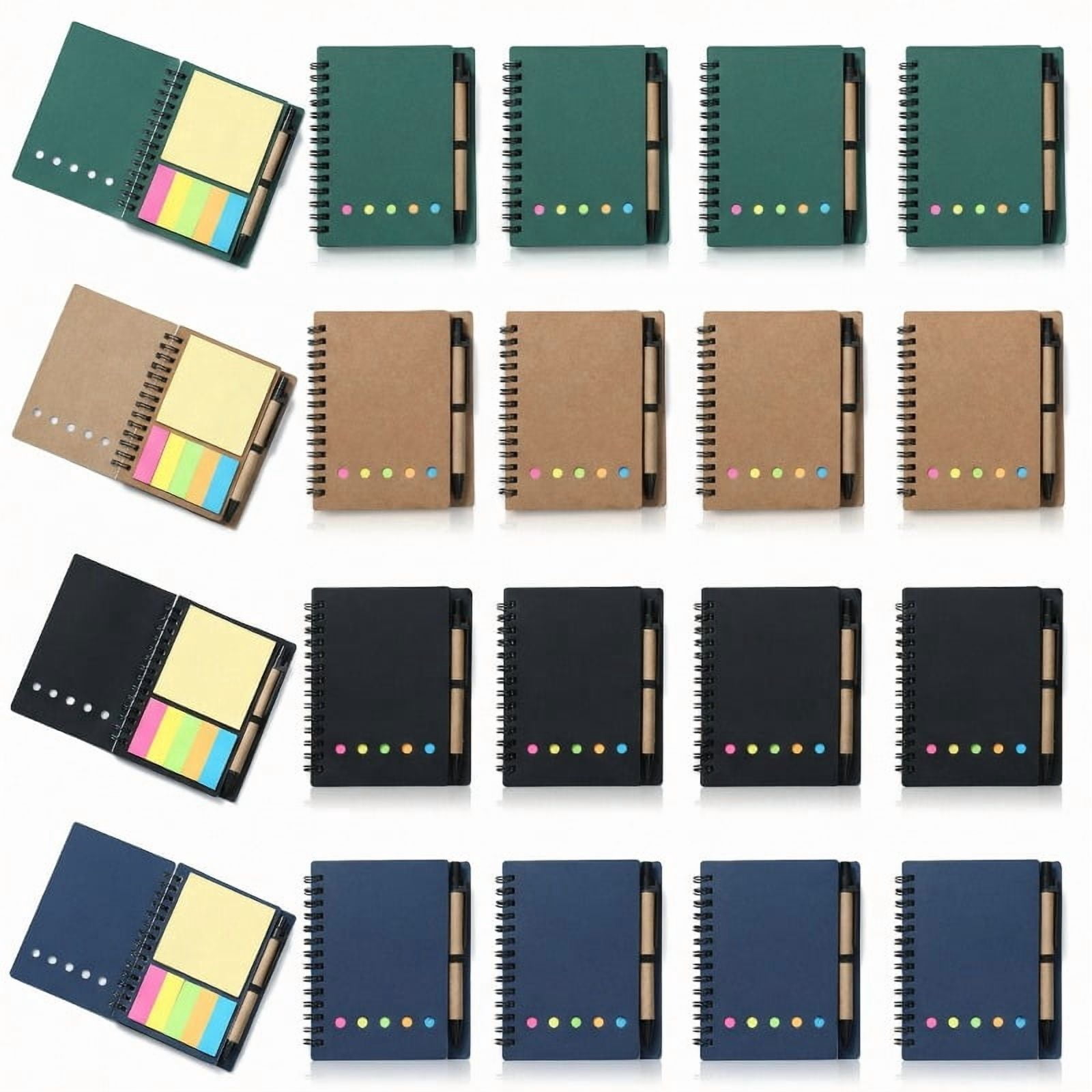 20 Pcs Mini Spiral Notebook Set, 3.5x5.5 Inch Pocket Notebooks with Pen Holder, Sticky Notes and Index Tabs, Small Writing Notebook Journal Kit for Office, Travel, Planning, Exam Season Use