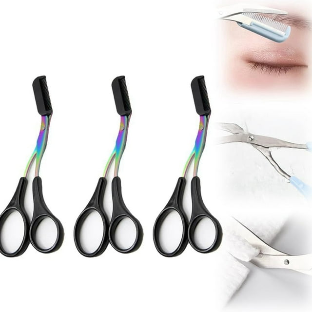 DFC Eyebrow Trimmer Scissor 2024 New Stainless Steel Eyebrow Scissors With Comb Portable Non Slip Eyebrow Trimmer For Women