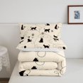 thumbnail image 5 of meiyoeat Beige Cat Silhouette Pattern Twin Comforter Sets,Minimal Print Bedding Set For Girl,Reversible,2 Pieces,1 Comforter and 1 Pillowcase, 5 of 7