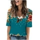 thumbnail image 1 of Camisetas de Manga Corta con Cuello en V Impresas, Camisetas Ligeras Y Elegantes con Cuello en V de las Mujeres, 1 of 5