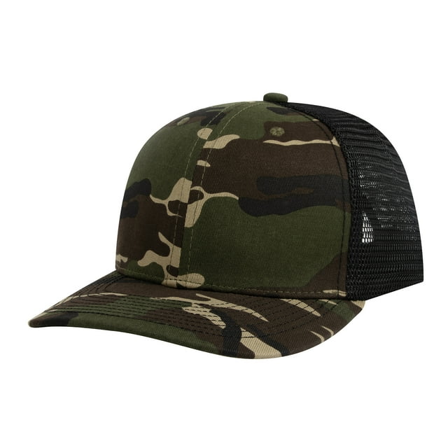 TOPTIE 6 Panel Trucker Cap Adjustable Snapback Cap, Structured Mid Profile-Camo Green
