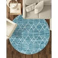 thumbnail image 6 of Unique Loom Matrix Trellis Collection Area Rug - Deco (7' Round Blue/Ivory), 6 of 10