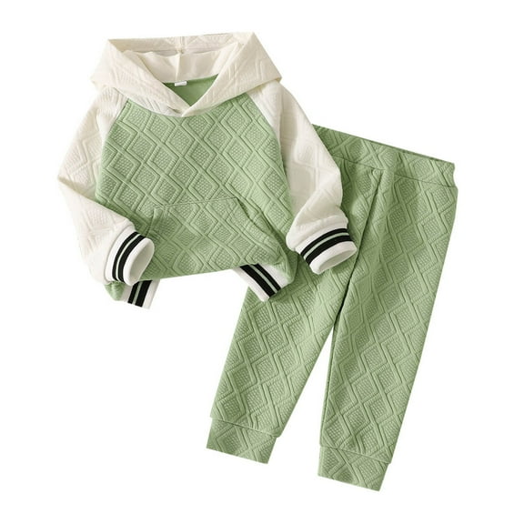 ZXLBBD Boys Outfits Sets 2 Piece Solid Color Hooded Sweatshirt and Pants Combo Sports for Kids Casual Comfort Outdoor Daily Wear Size 9 M-12 M