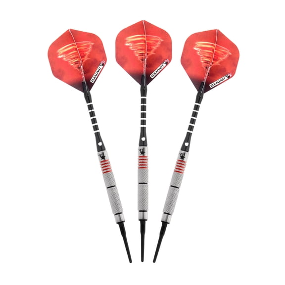 Elkadart Tornado Tungsten Soft Tip Dart Set 4 Red and 2 Black Rings 16 Grams - 21-2281-16