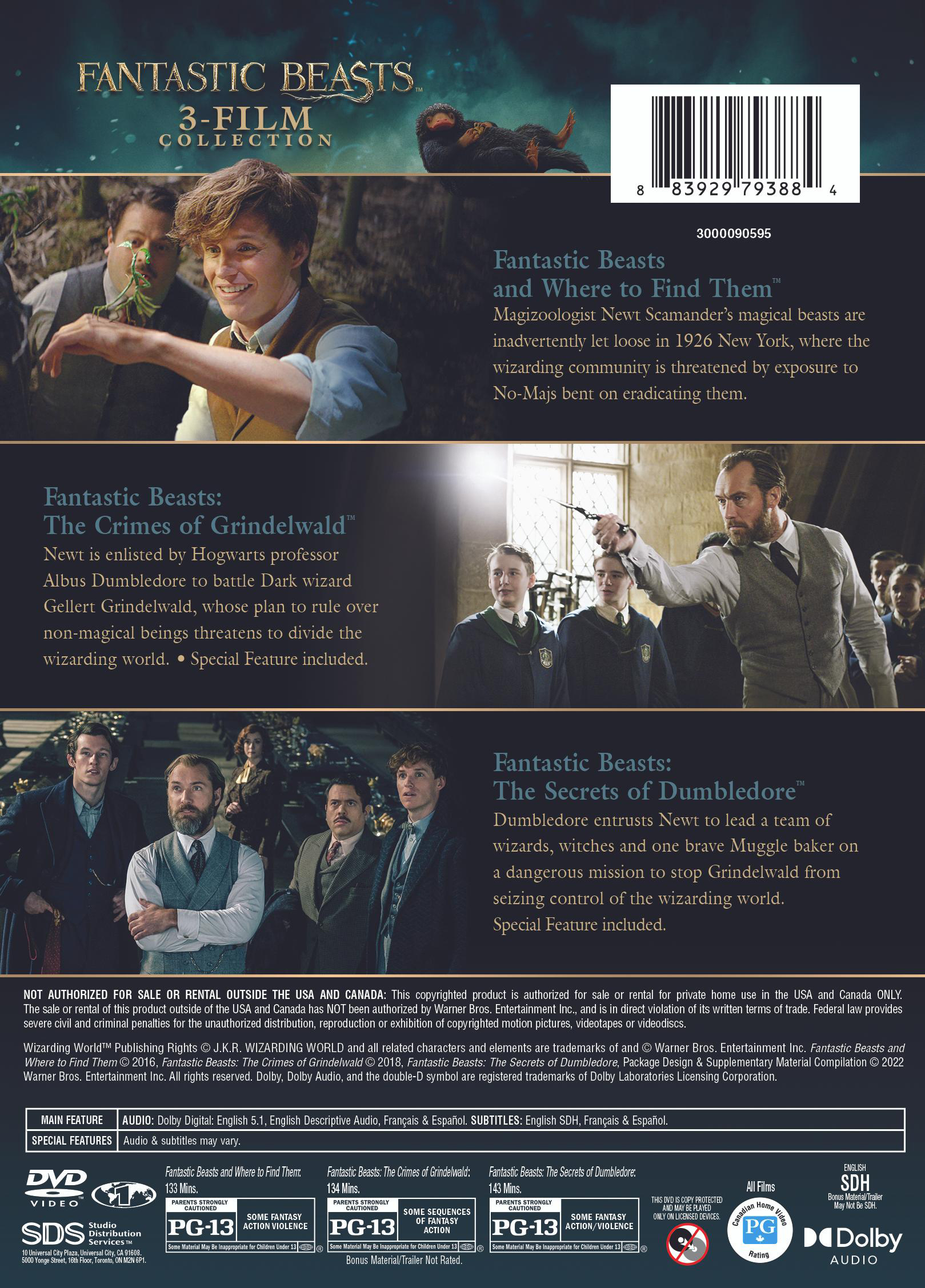 Fantastic Beasts 3-Film Collection (Fantastic Beasts and Where To Find Them / Fantastic Beasts: Crimes of Grindelwald / Fantastic Beasts: Secrets of Dumbledore) (DVD)