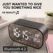 Iuhan Alarm Clock Speaker, Wireless Bluetooth Speaker with Subwoofer, Bedside Clock Radio for Bedroom, Home Office Desk Decor, Portable Music Player with FM Radio