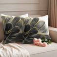 thumbnail image 2 of Black Grey Outdoor Waterproof Pillow Covers, Vintage Gold Ink Floral Chinese Painting Decorative Square Throw Pillowcase Sofa Cushion Sham for Patio/Couch/Chair, 18"x18" 2 Pack, 2 of 8