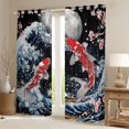 thumbnail image 2 of Manfei Japanese Koi Moon Black Out Curtains for Girls, Night Wave Curtains Pack of 2 (42x63 Each), Blue Red, 2 of 6