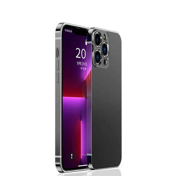 Compatible with iPhone 14 Pro Max Case Heavy Duty Stainless Steel Metal Frame Shockproof Bumper Case-Black