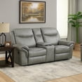 thumbnail image 6 of Max 80 Inch Dual Manual Recliner Loveseat- Cupholders- Gray Faux Leather, 6 of 6
