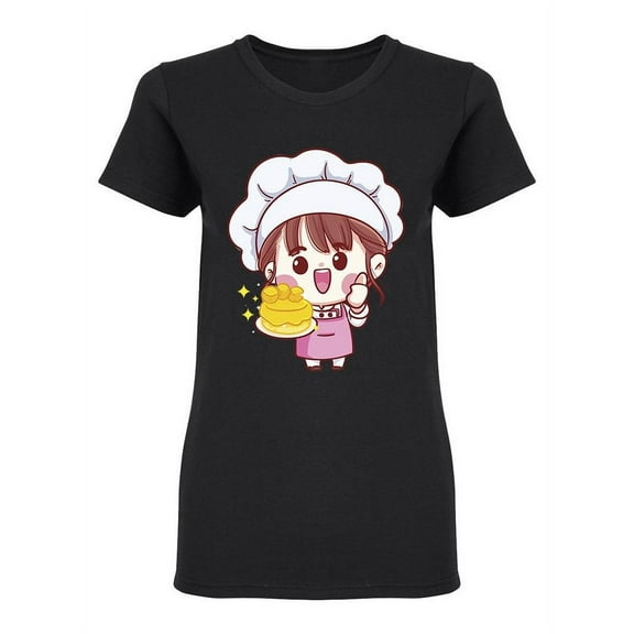 Smiling Girl Cooking Shaped Tee Women's -Image by Shutterstock