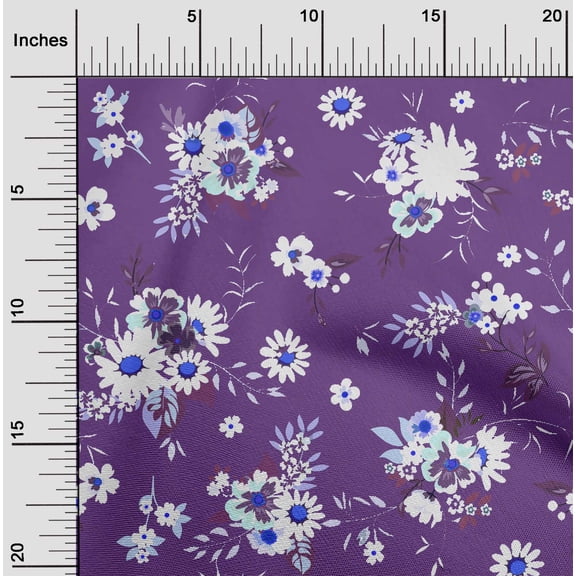 oneOone Viscose Chiffon Purple Fabric Florals Sewing Fabric By The Yard Printed Diy Clothing Sewing Supplies 42 Inch Wide