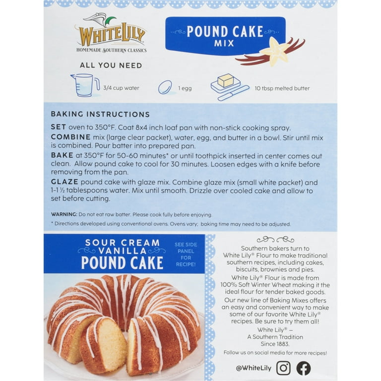 White Lily Pound Cake Mix, 16.2 OZ Box