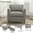 thumbnail image 4 of JURANYAZHU Modern Accent Chair with Cushion,Soft-Padded Wide Armchair,Solid Wood Leg Design Suitable for Bedroom,Living Room, and Office,Grey, 4 of 6
