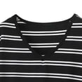 thumbnail image 2 of Puntoco Womens Summer Striped T-Shirts Short Sleeve V Neck Dolman Tops with Side Shirring Loose Fit Shirts Spring Fashion, 2 of 4