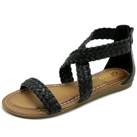 

Ollio Women s Shoes Cross Braided Multi Color Flat Sandals M1965