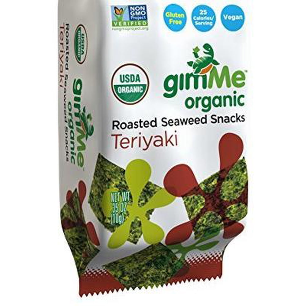 12 Pack Gimme Organic Roasted Seaweed Snack, Teriyaki, .35 Ounce
