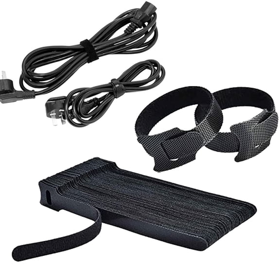 10 Pcs Black Reusable Cable Ties, Velcro Cable Ties, Adjustable Cord Straps, Cable Organizer, Cord Wrap and Hook Loop Cords Management,Cord Ties for Electronics, Velcro Ties for Cords and Cables